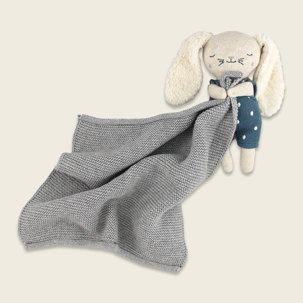 Ava & Yves Kuscheltuch Hase | Blau / Grau