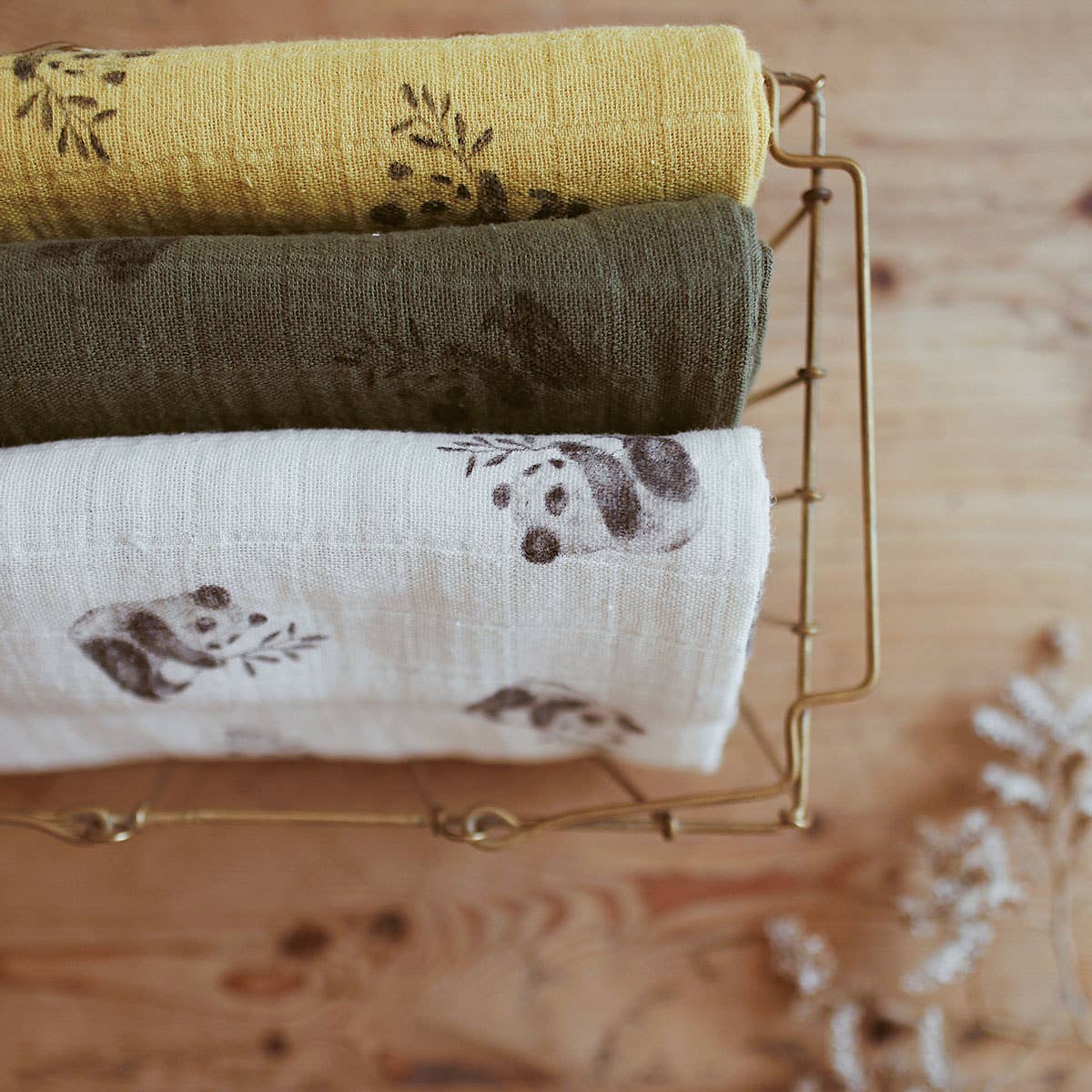Rose in April Bianca Swaddle Panda | Natur 110x110 cm - Image 6