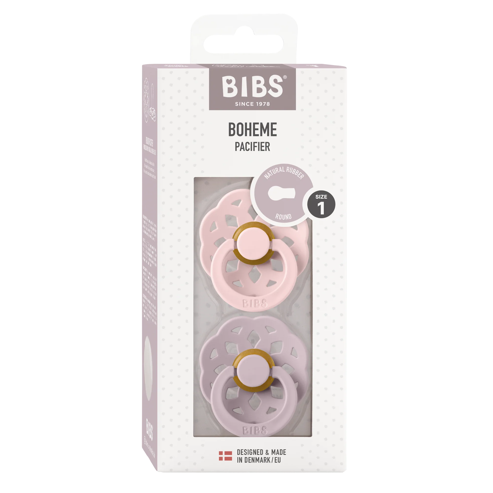 BIBS Nuggi "Boheme" 2er-Pack Latex Round 0-6m | Blossom Dusky Lilac