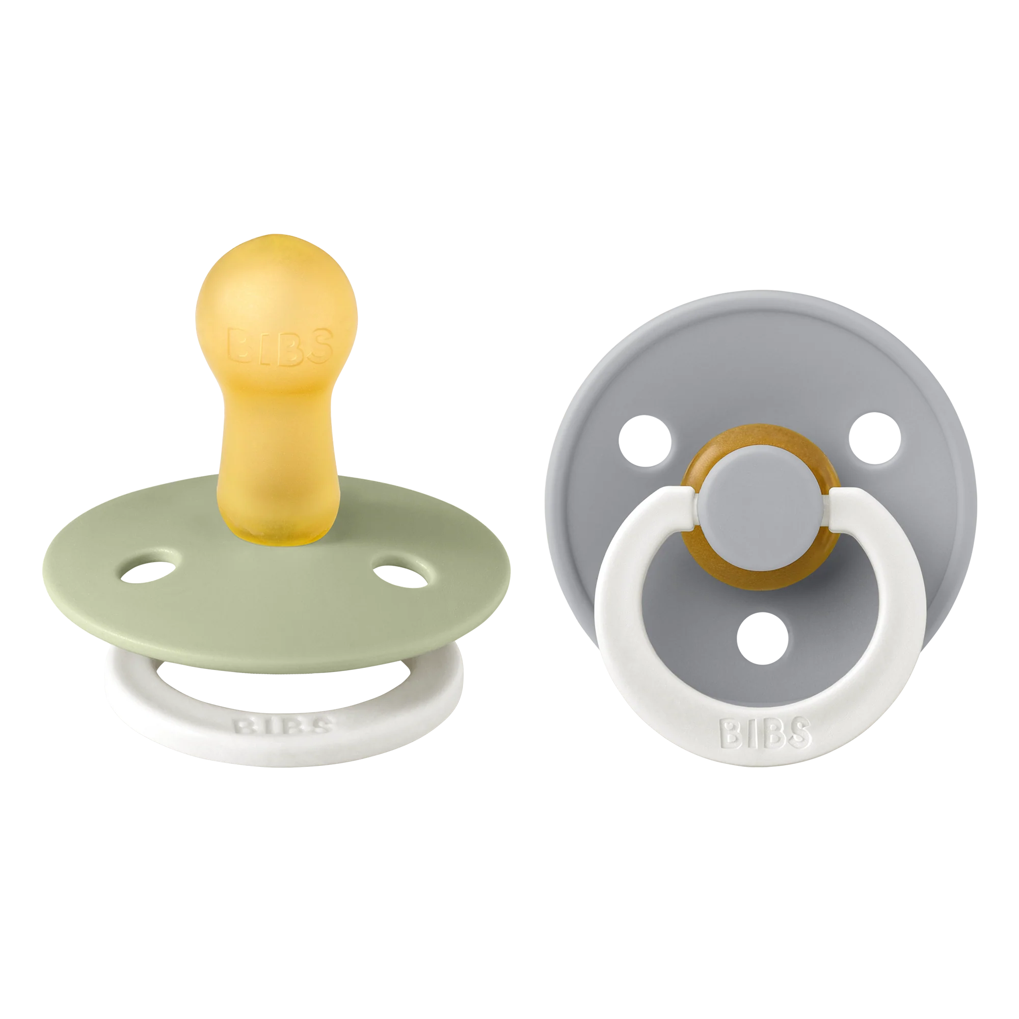 BIBS Nuggi "Colour" 2er-Pack Latex Round 0-6m | Sage GLOW Cloud GLOW - Image 3