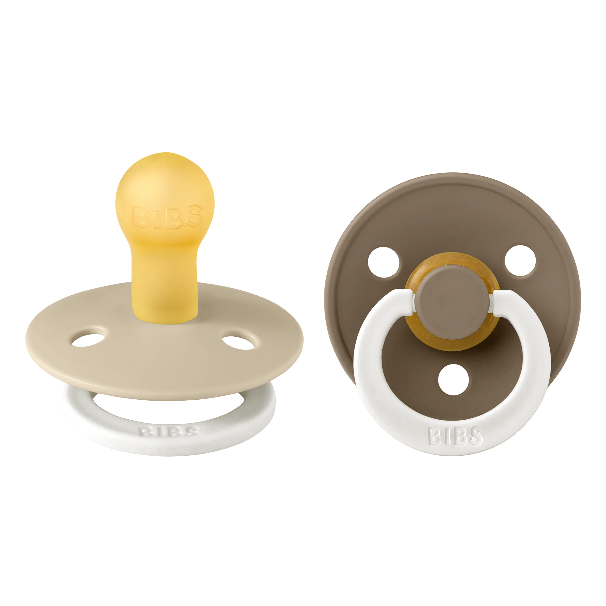 BIBS Nuggi "Colour" 2er-Pack Latex Round 0-6m | Vanilla GLOW Dark Oak GLOW - Image 3
