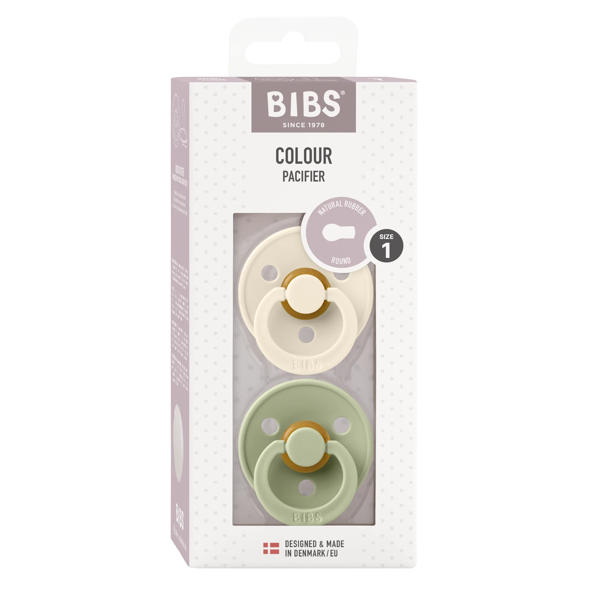 BIBS Nuggi "Colour" 2er-Pack Latex Round 0-6m | Ivory Sage