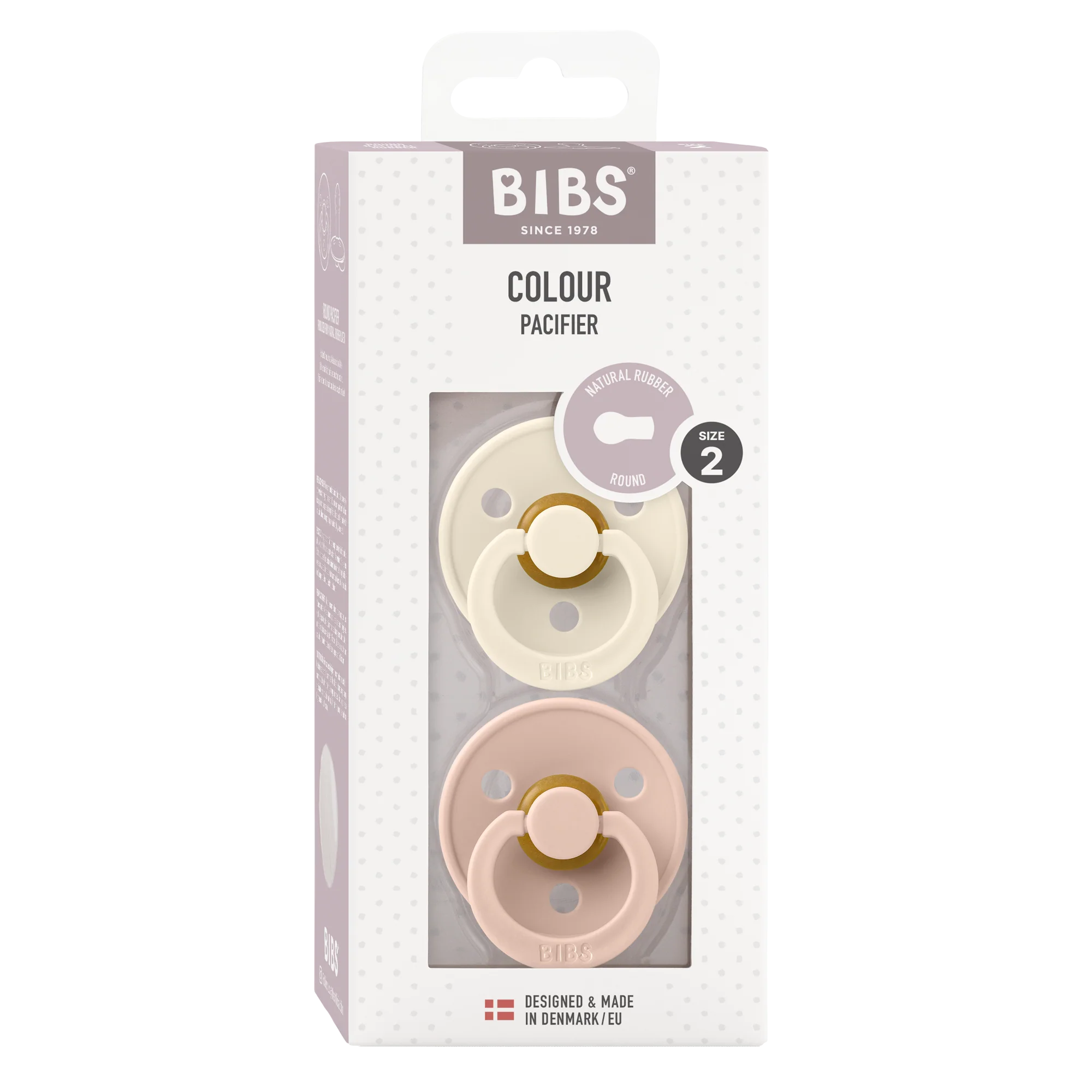 BIBS Nuggi "Colour" 2er-Pack Latex Round 6-12m | Ivory Blush