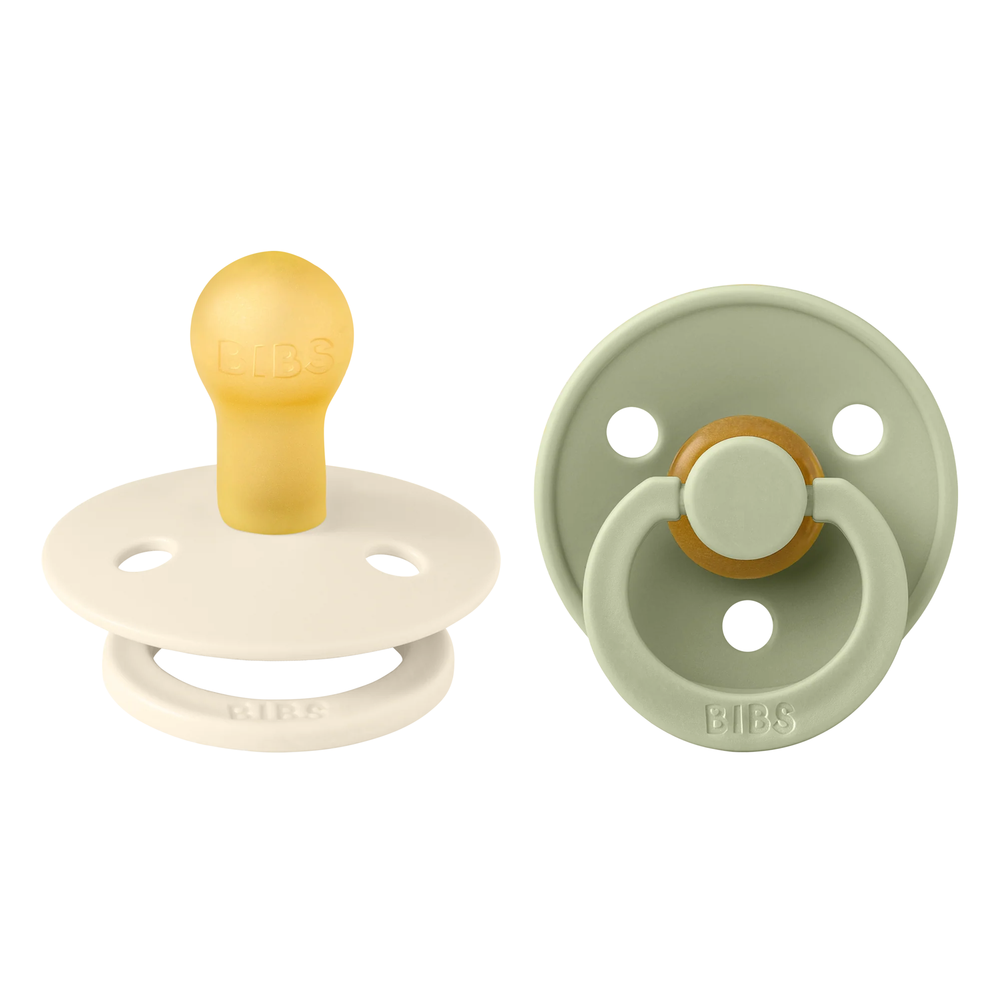 BIBS Nuggi "Colour" 2er-Pack Latex Round 6-12m | Ivory Sage - Image 3