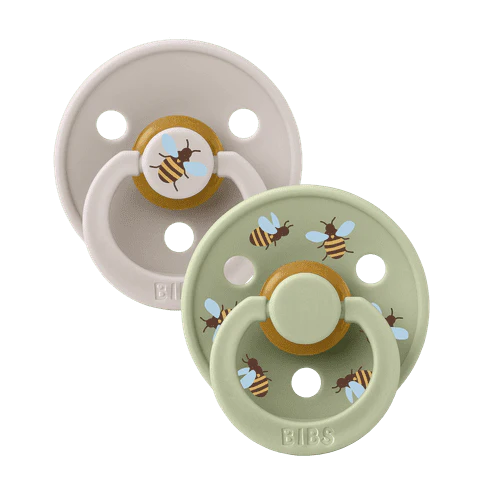 BIBS Nuggi "Studio Colour Bumblebee" 2er-Pack Latex Round 0-6m | Mushroom Mix - Image 2