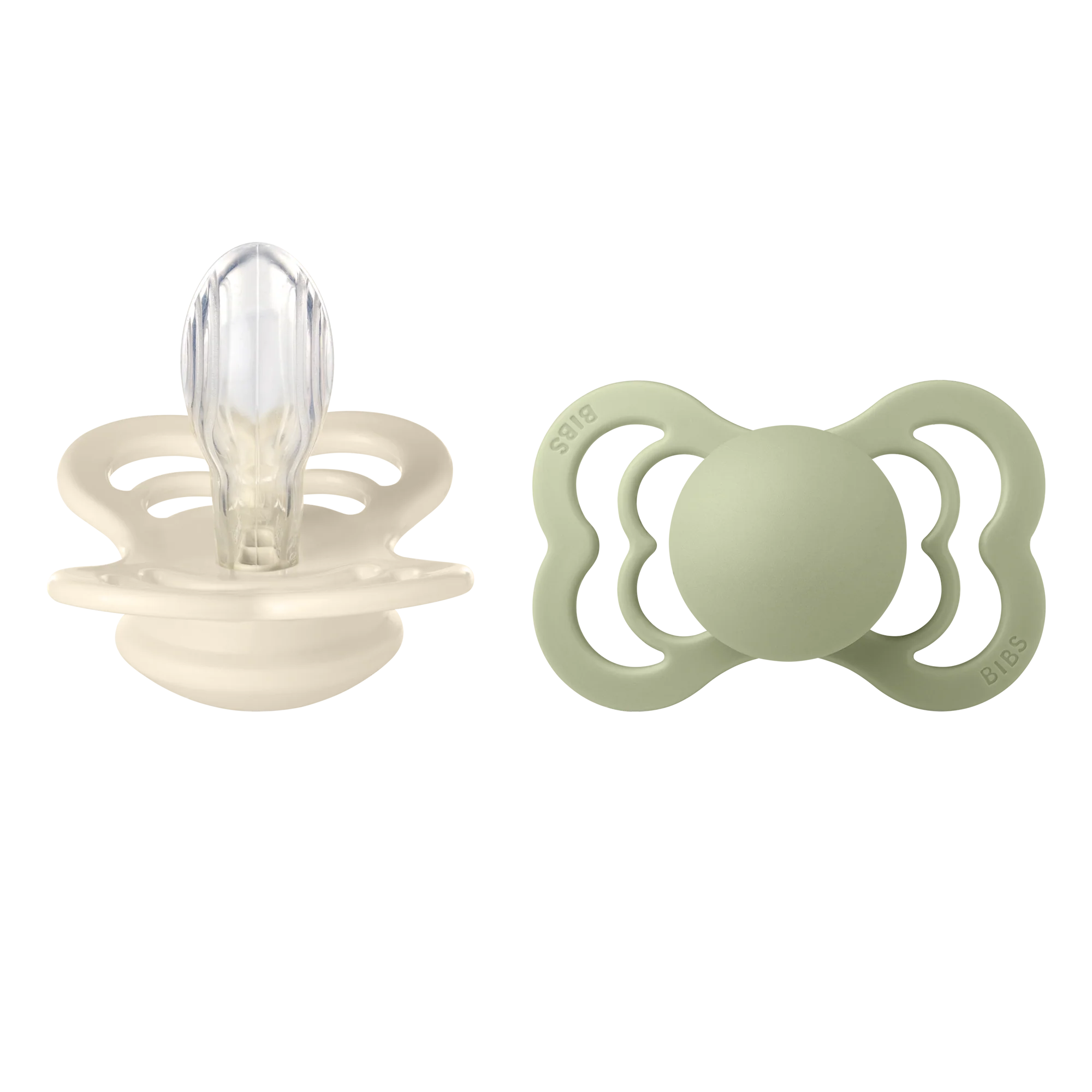 BIBS Nuggi "Supreme" 2er-Pack Silicone Symmetrical 6-12m | Ivory Sage - Image 2