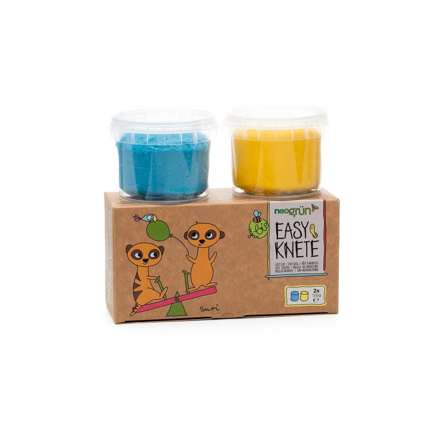 Neongrün Bio-Knete vegan 2er Set "Suri" blau/gelb - Image 5
