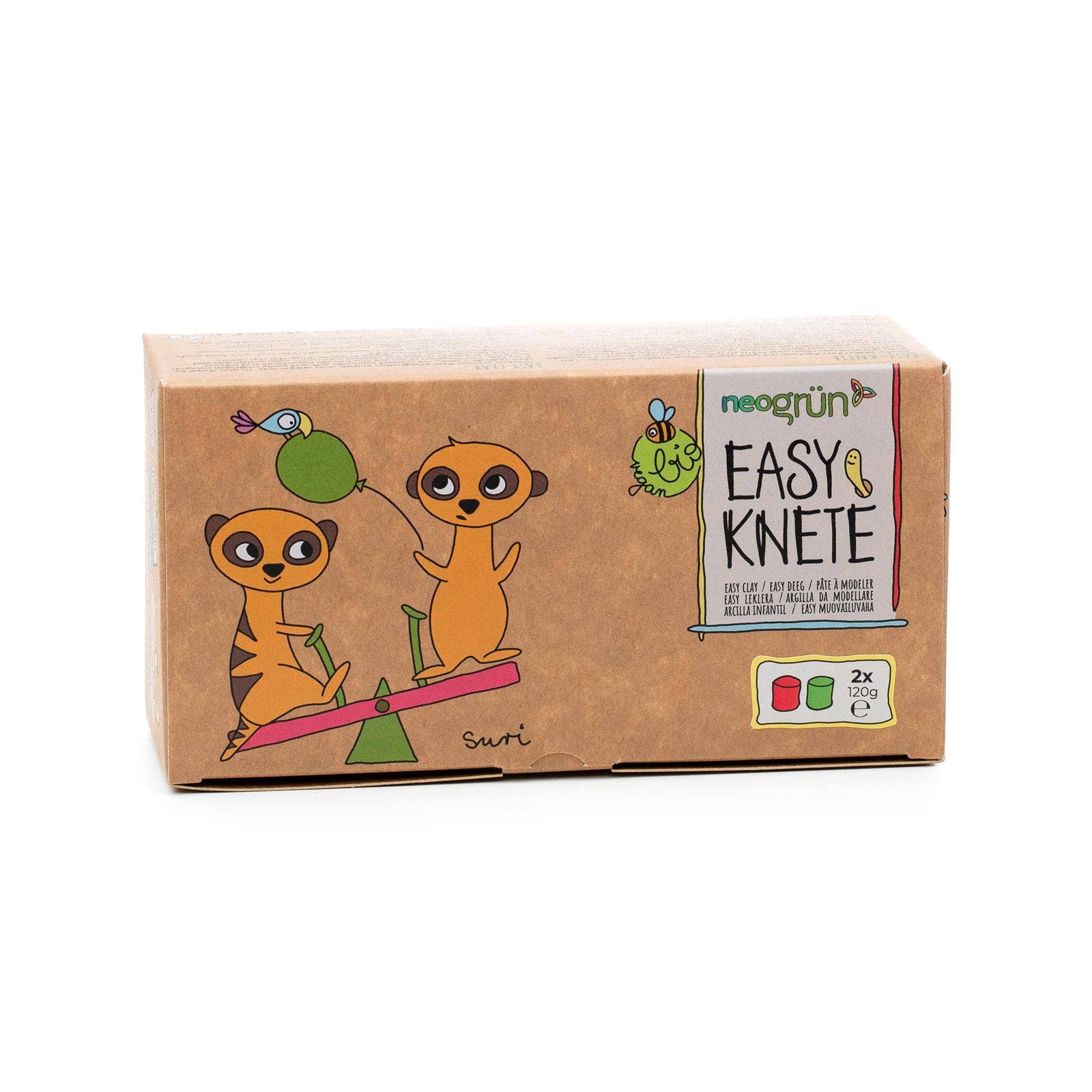 Neongrün Bio-Knete vegan 2er Set "Suri" rot/grün - Image 2