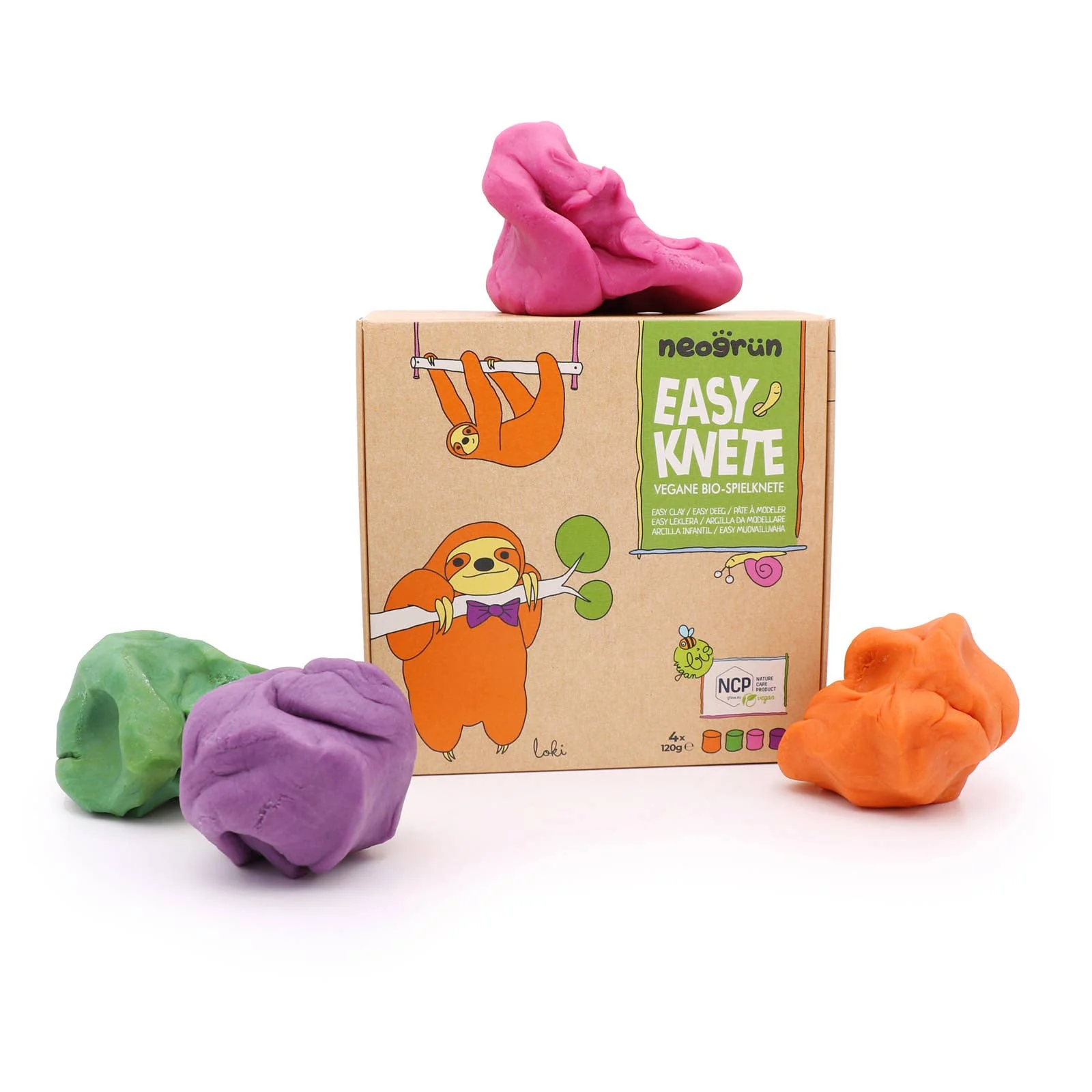 Neongrün Bio-Knete vegan 4er Set "Loki"
