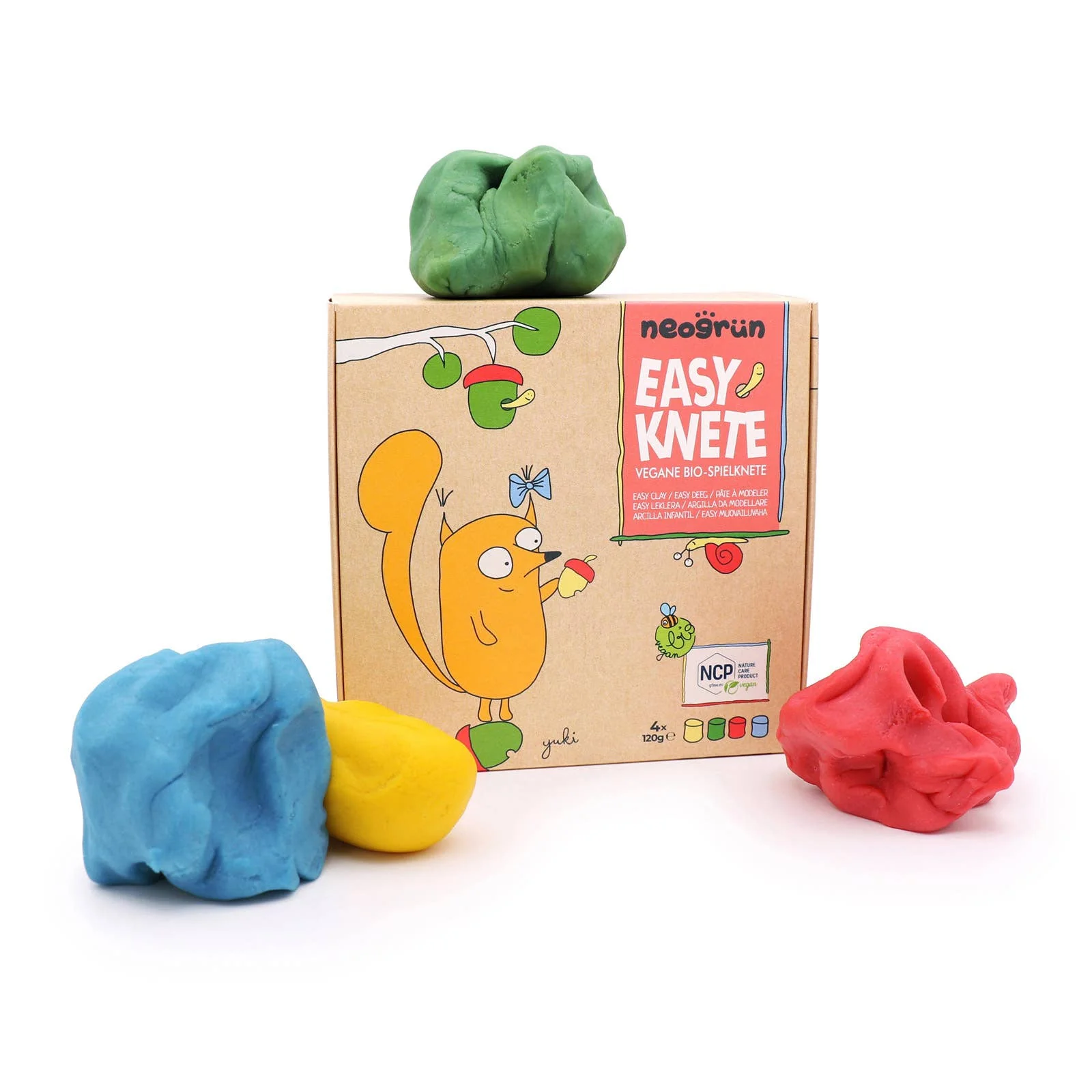 Neongrün Bio-Knete vegan 4er Set "Yuki"