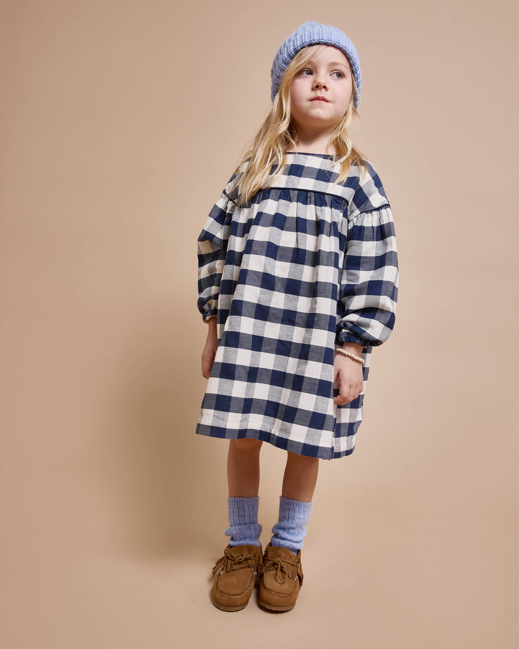 Búho "Gingham" Kleid | Navy - Image 3