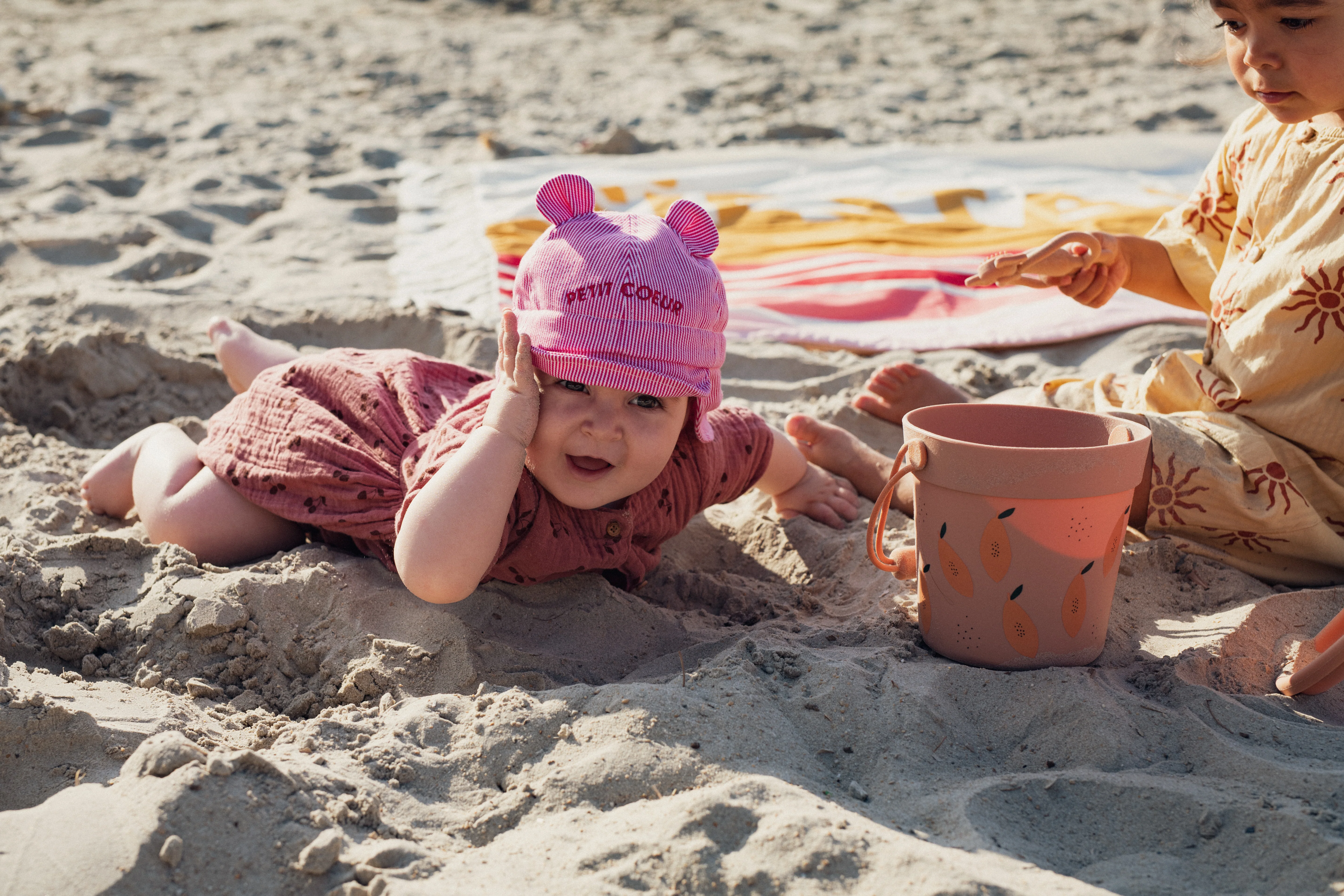 Chamaye Baby Sonnenhut "Petit Coeur" Pink | Striped - Image 3
