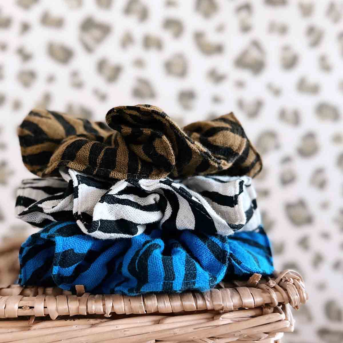 Rose in April Scrunchie | Zebraprint Greige - Image 3
