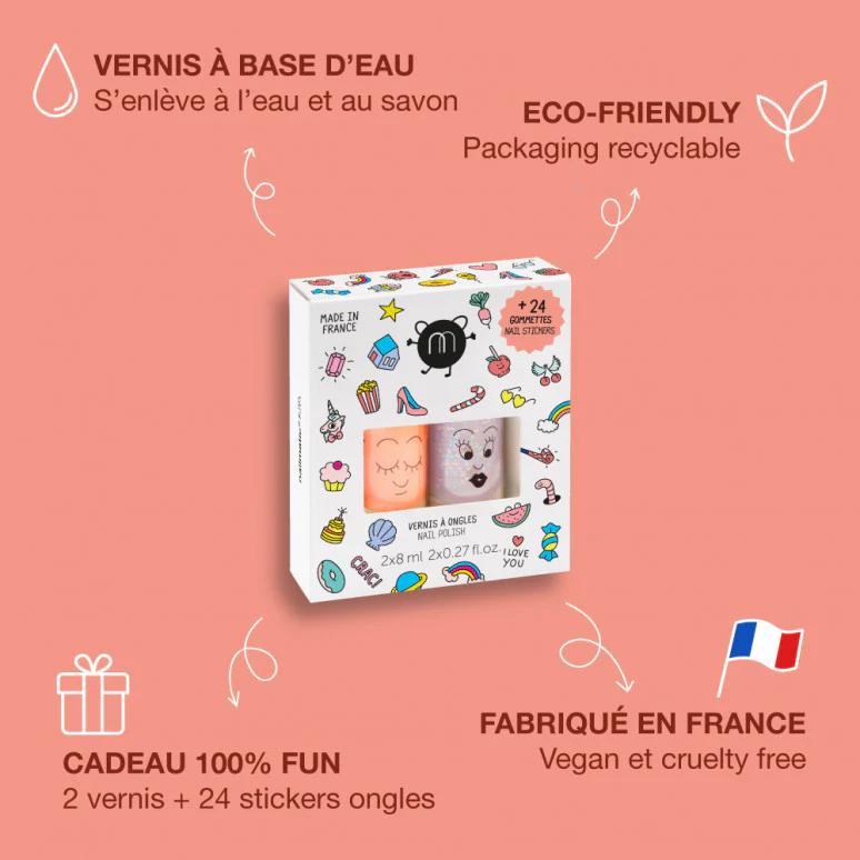 Nailmatic Nagellack "Crac" 2-er Set mit Sticker | Flamingo Polly - Image 2