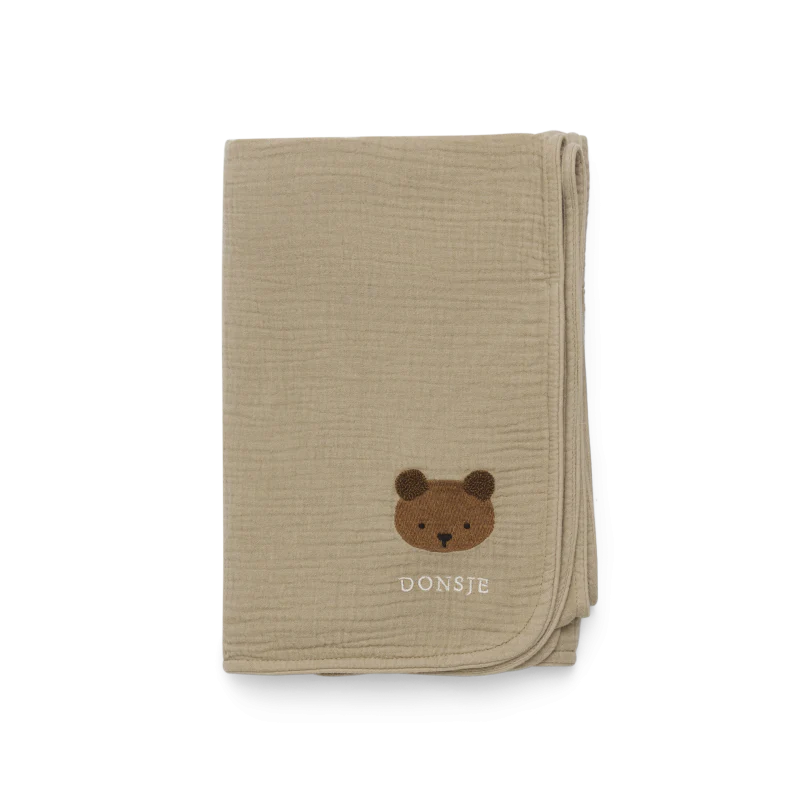 Donsje Decke "Ploekie Muslin Blanket XL" | Bear | Taupe