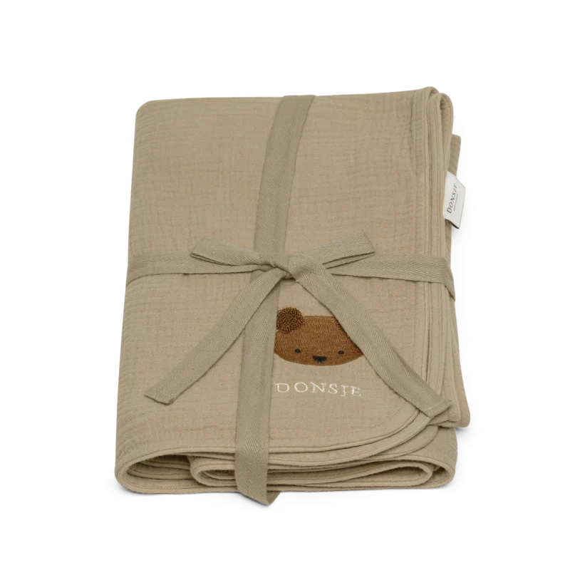 Donsje Decke "Ploekie Muslin Blanket XL" | Bear | Taupe - Image 3