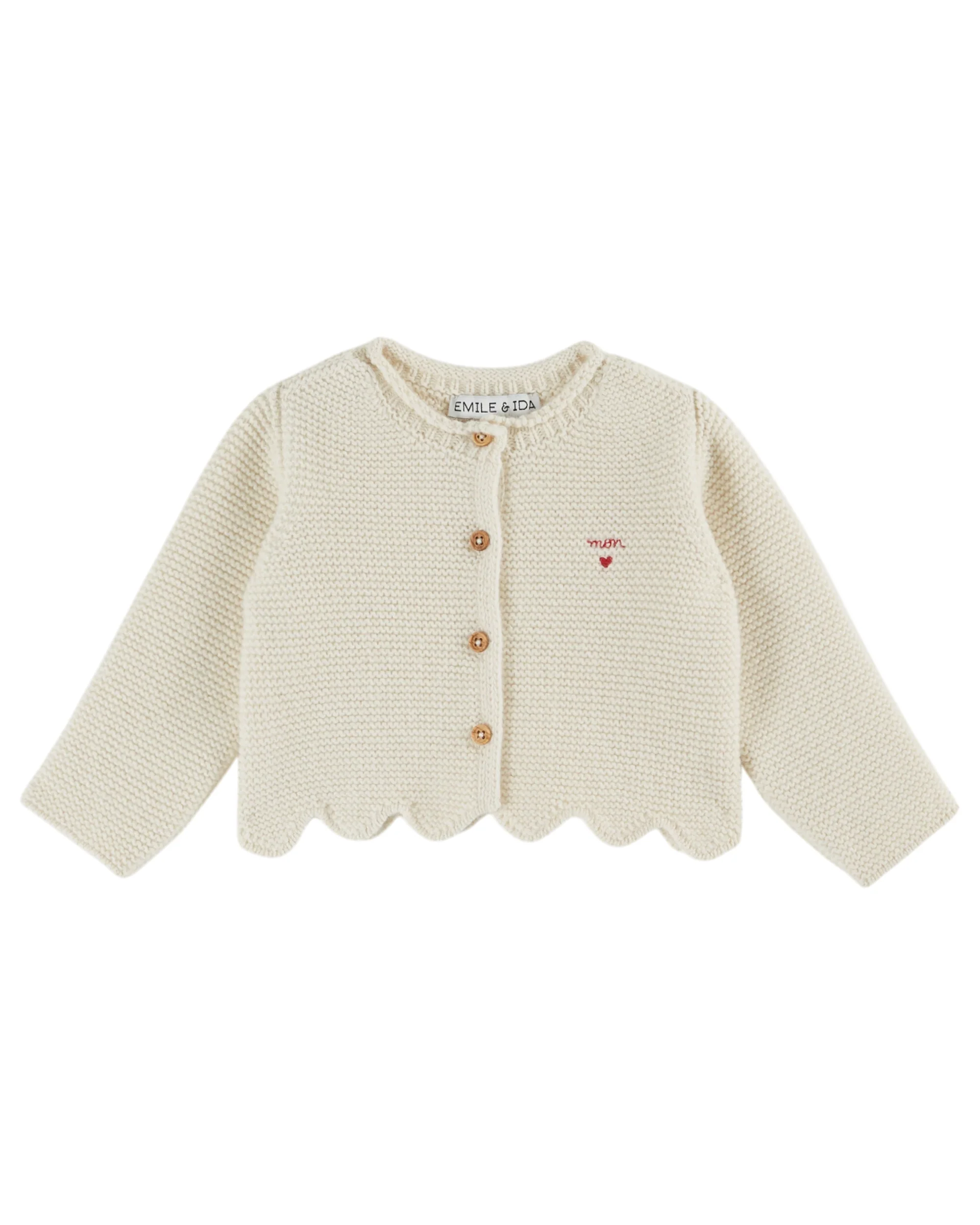 Emile & Ida Strickjacke "Point Mousse" Ecru