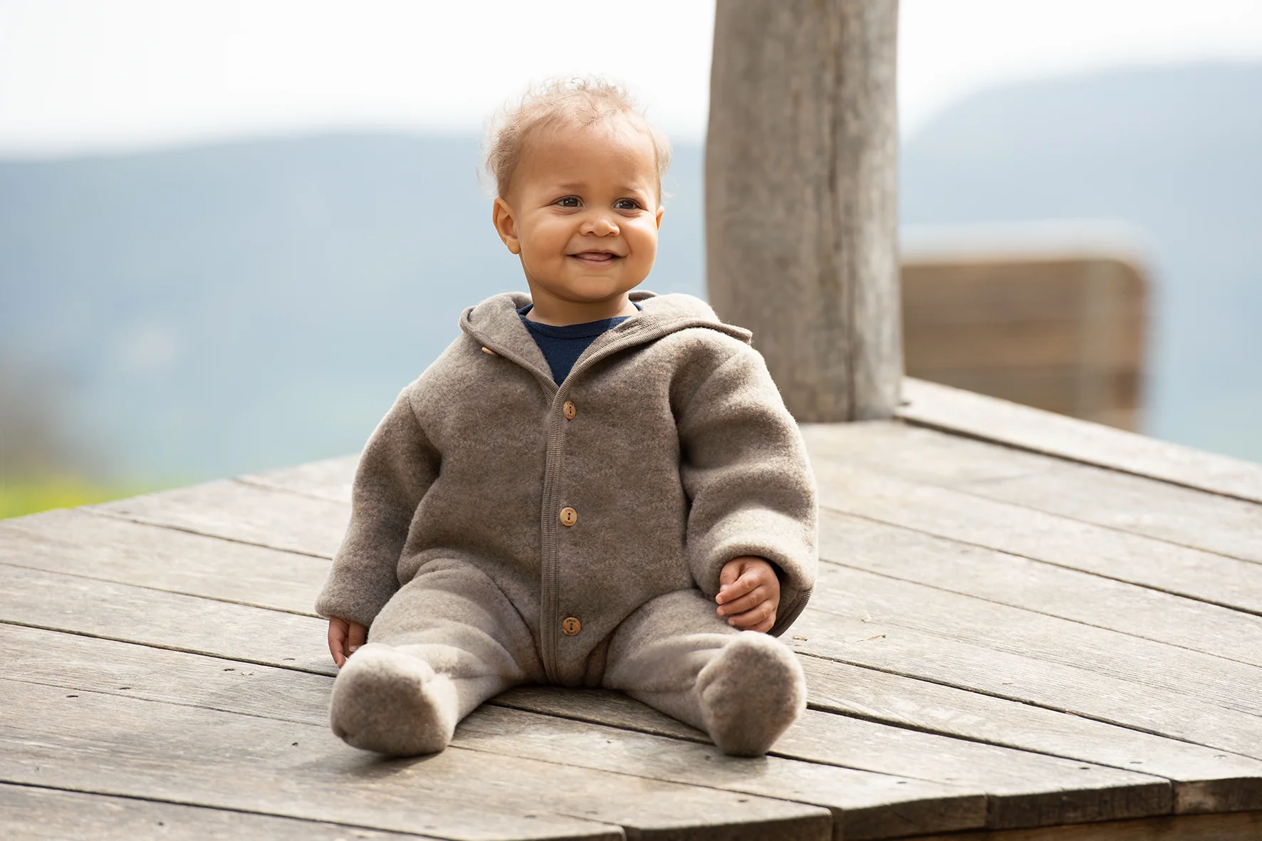 Engel Wollfleece Overall mit Kapuze | Walnuss Melange - Image 2
