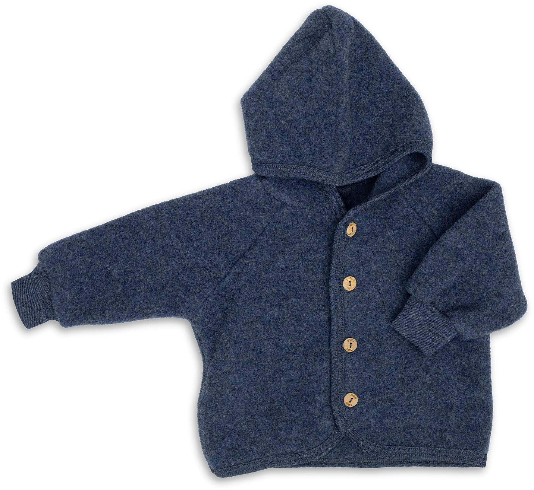 Engel Wollfleece Kapuzenjacke | Blau Melange