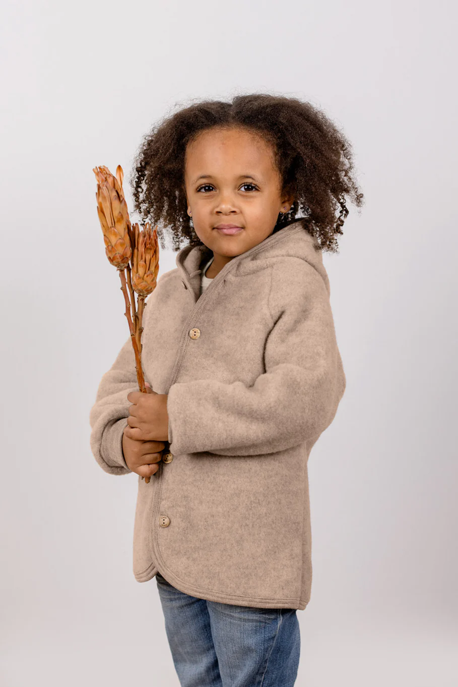 Engel Wollfleece Kapuzenjacke | Sand Melange - Image 4