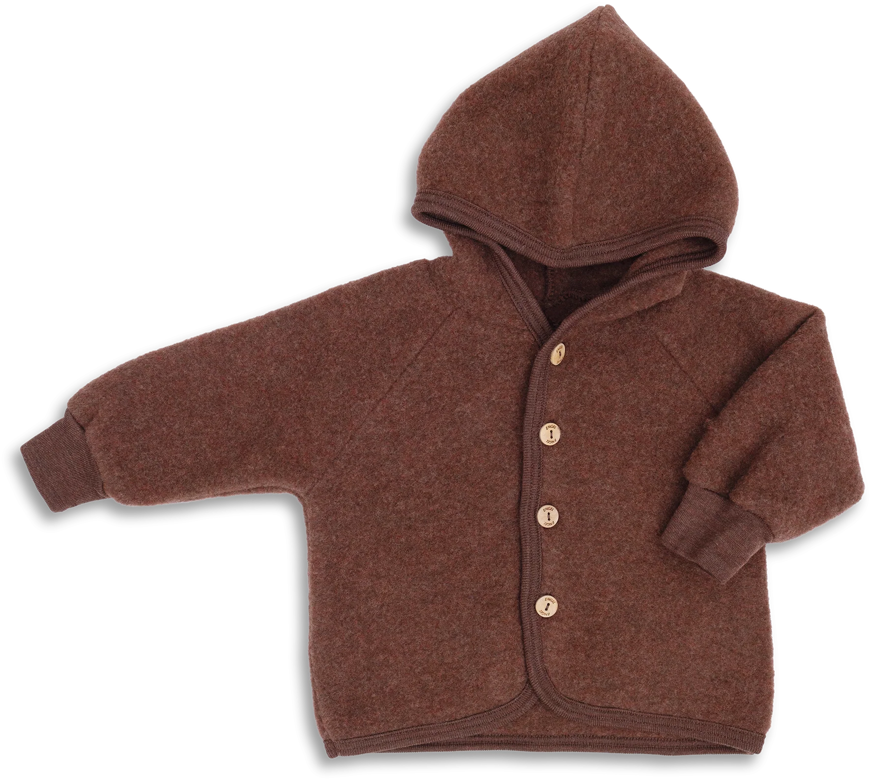 Engel Wollfleece Kapuzenjacke | Zimt Melange