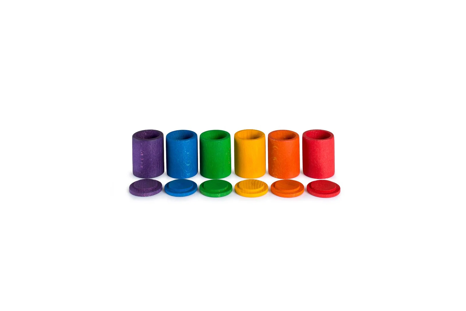 Grapat 6 bunte Holzbecher mit Deckel