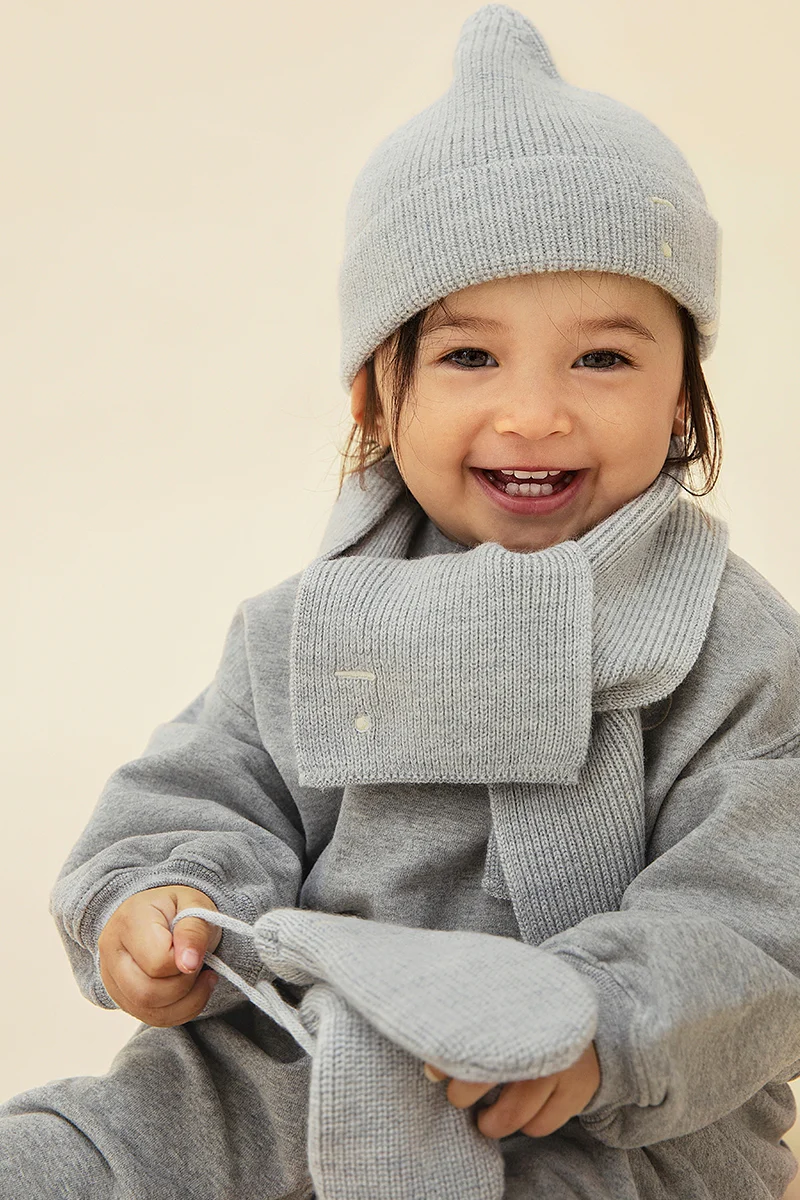 Gray Label Baby Fäustlinge Merino | Grey Melange - Image 2