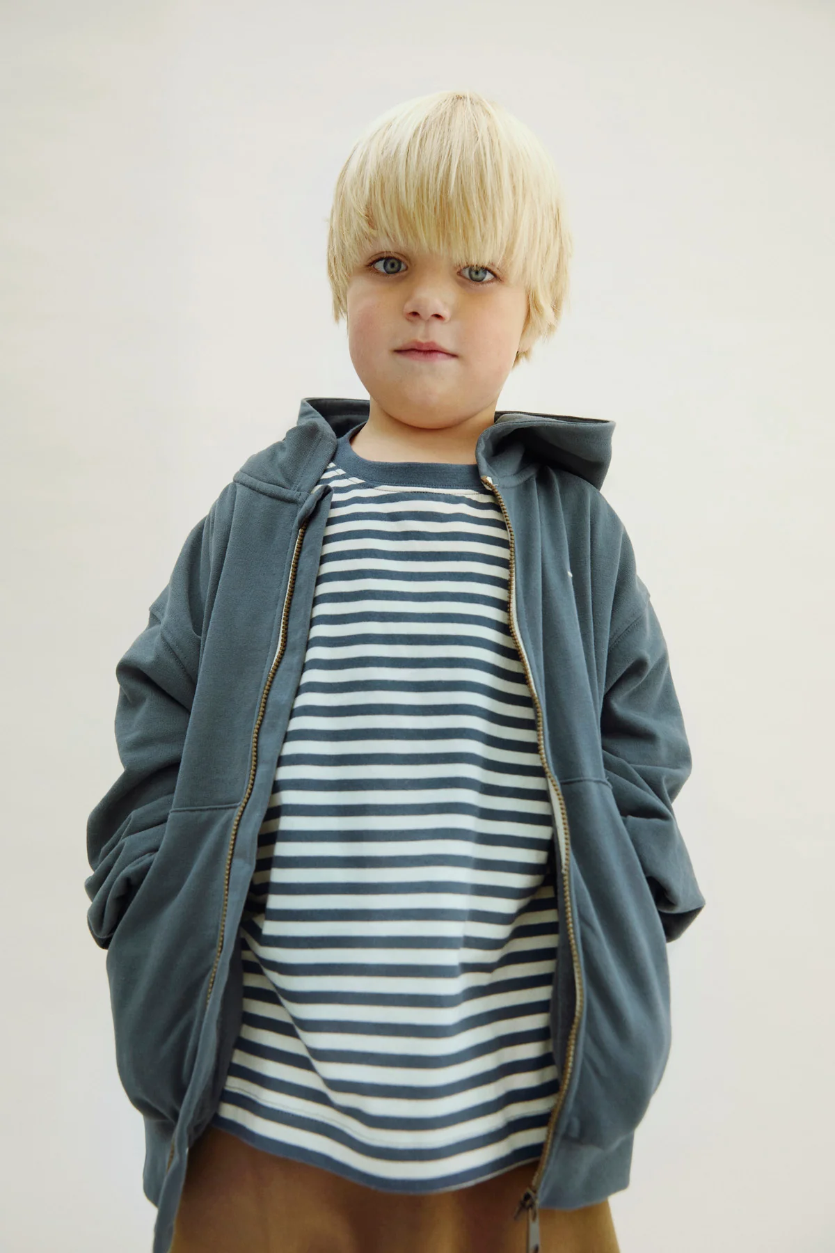 Gray Label Kapuzen-Cardigan mit Reissverschluss | Blue Grey - Image 3