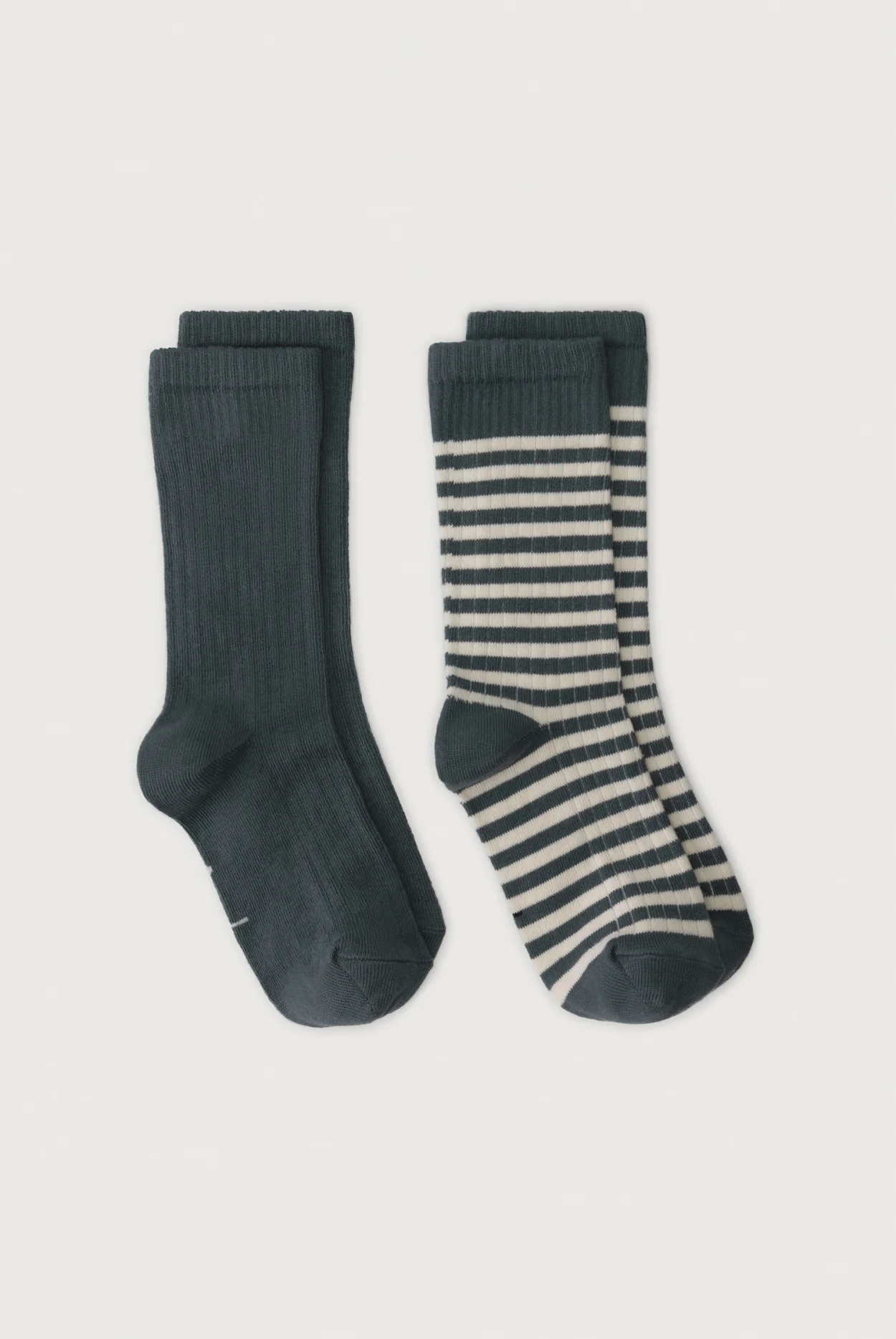 Gray Label Ribbed Socken | Blue Grey - Cream