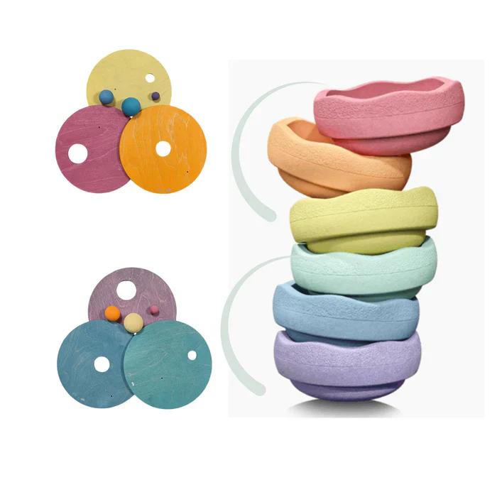 Grimm's Stapelsteine Kullerscheiben Warm Classic | Pastell - Image 2
