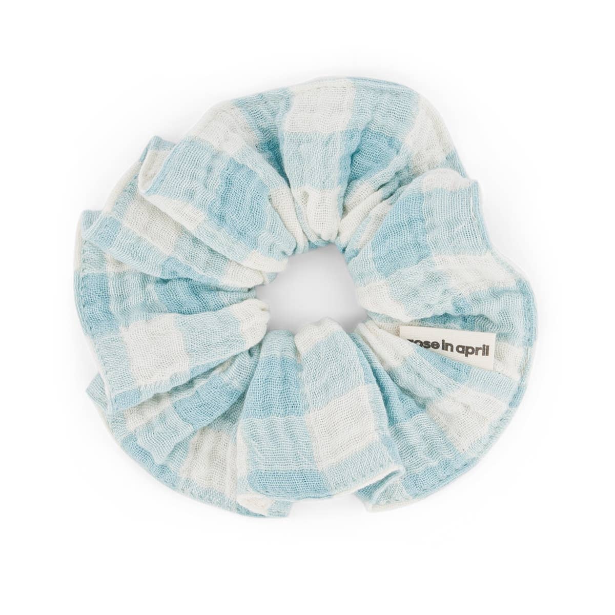 Rose in April Scrunchie | Vichy Canal Blue
