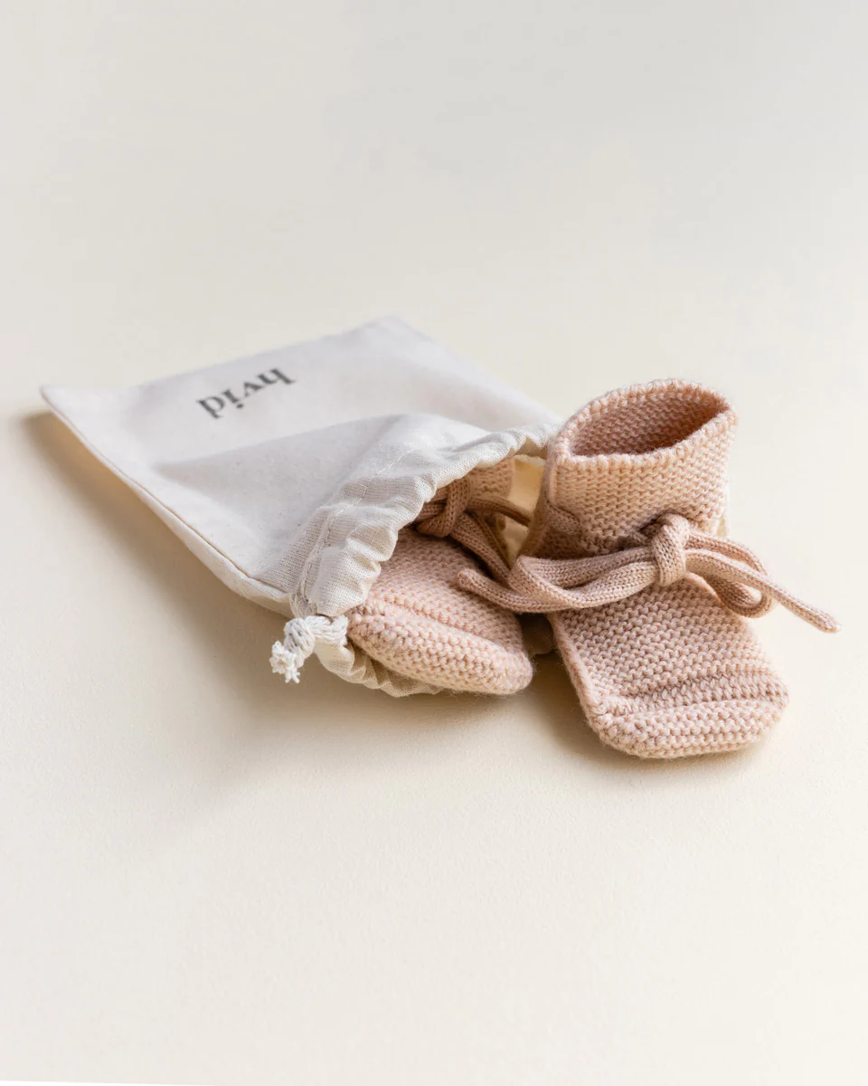 Hvid Babyschuhe Booties Merinowolle | Apricot - Image 2