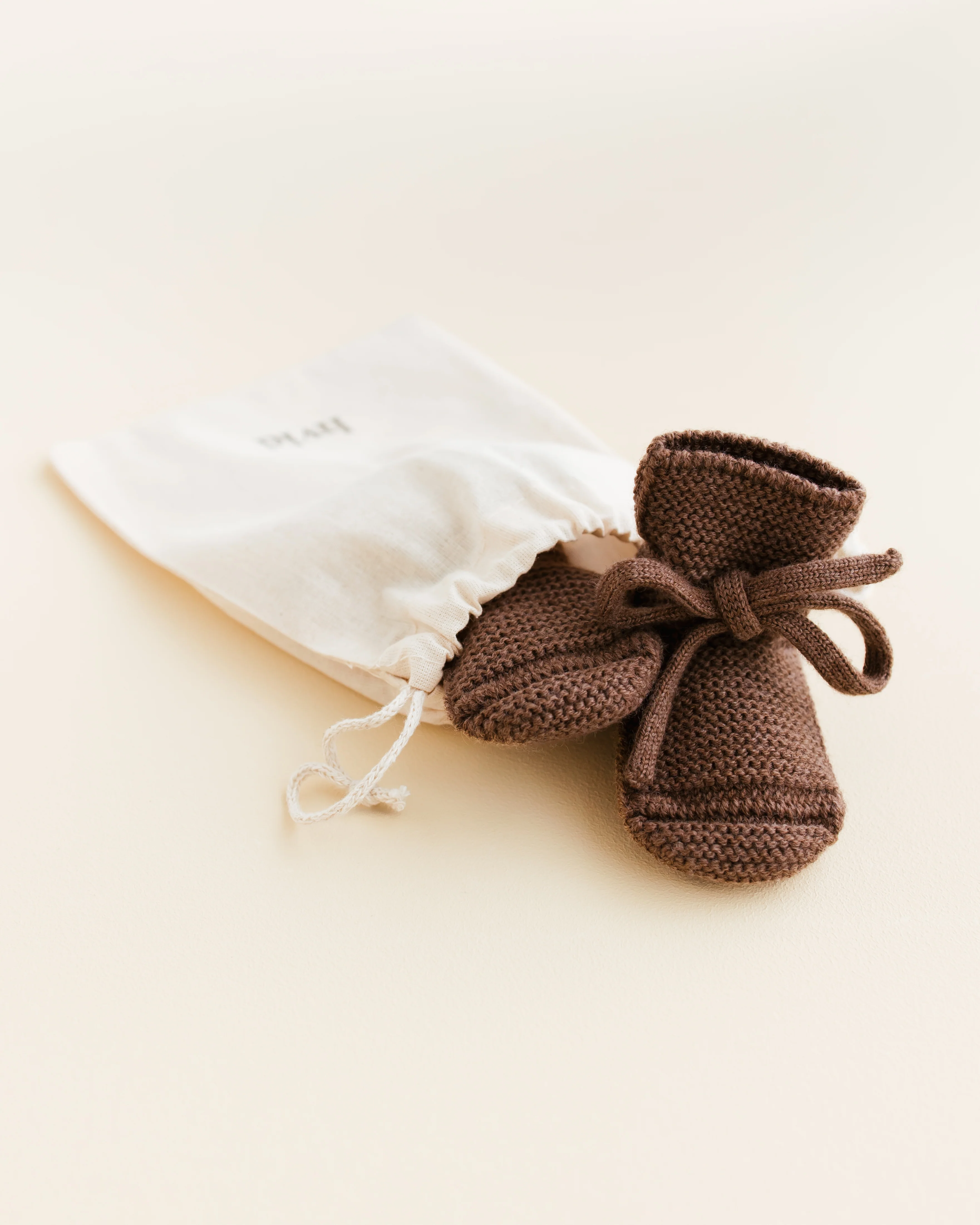 Hvid Babyschuhe Booties Merinowolle | Mocha - Image 3