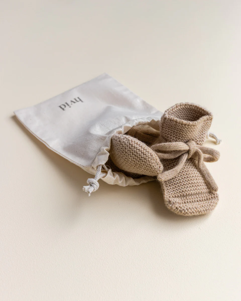 Hvid Babyschuhe Booties Merinowolle | Sand - Image 4