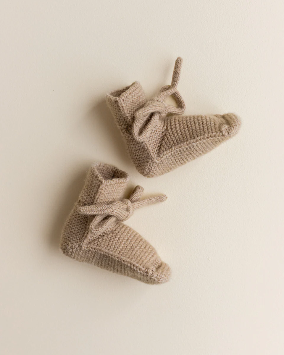 Hvid Babyschuhe Booties Merinowolle | Sand - Image 5