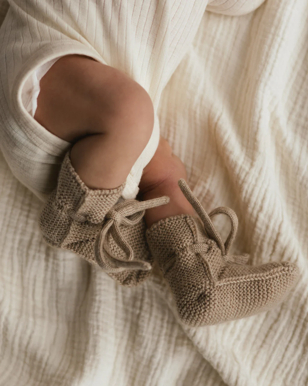 Hvid Babyschuhe Booties Merinowolle | Sand - Image 7