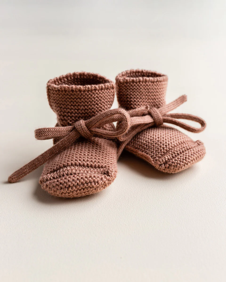 Hvid Babyschuhe Booties Merinowolle | Terracotta