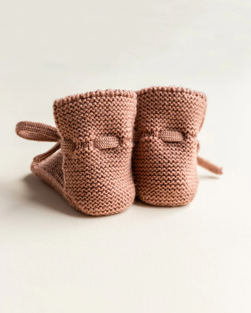 Hvid Babyschuhe Booties Merinowolle | Terracotta - Image 2