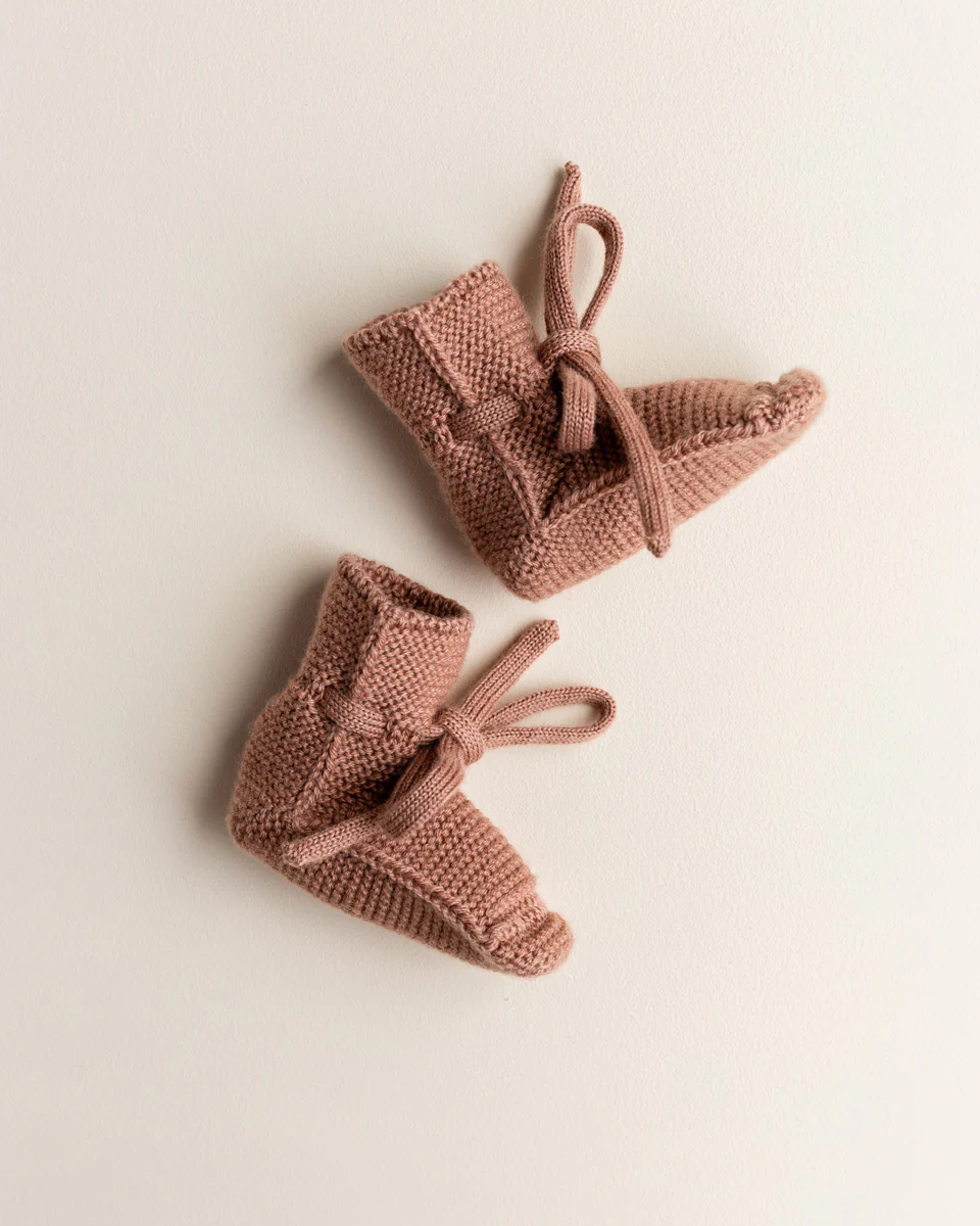 Hvid Babyschuhe Booties Merinowolle | Terracotta - Image 4