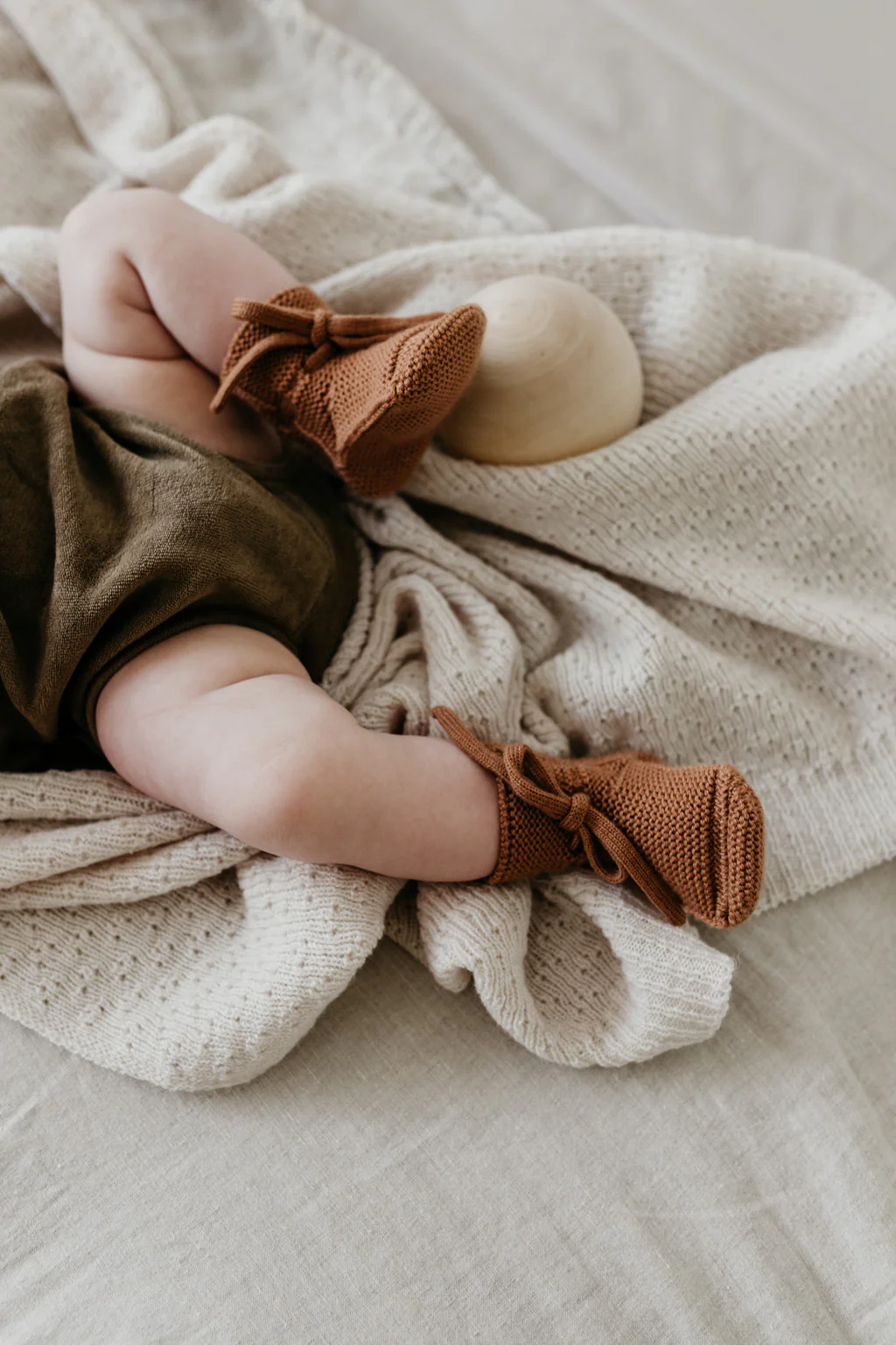 Hvid Babyschuhe Booties Merinowolle | Terracotta - Image 5