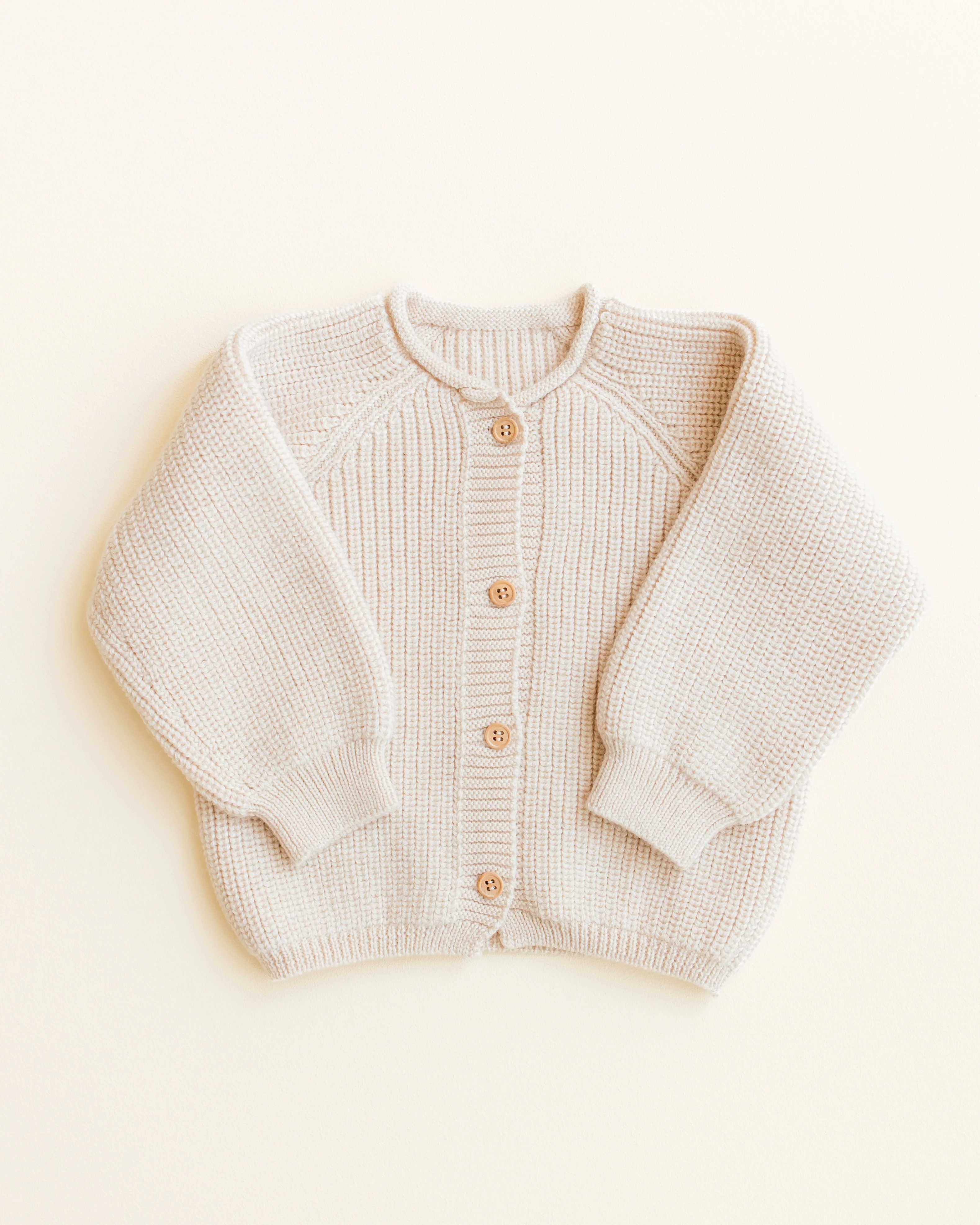 Hvid Cardigan Merinowolle "Inga" Cream