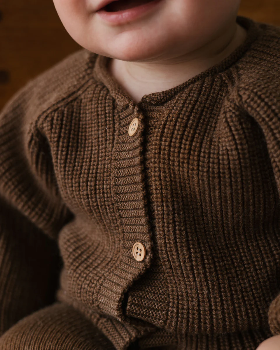 Hvid Cardigan Merinowolle "Inga" Mocha - Image 2
