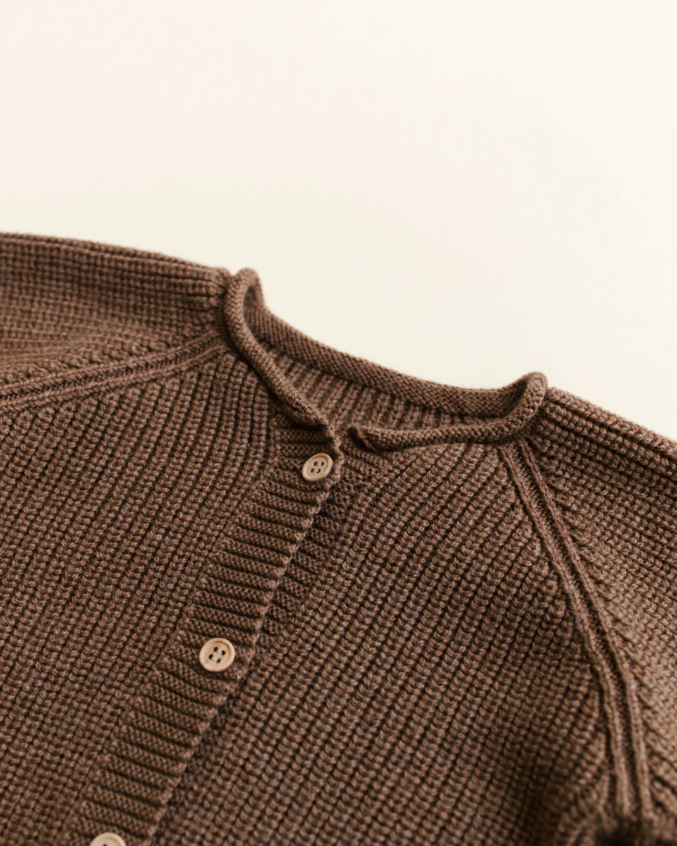 Hvid Cardigan Merinowolle "Inga" Mocha - Image 3