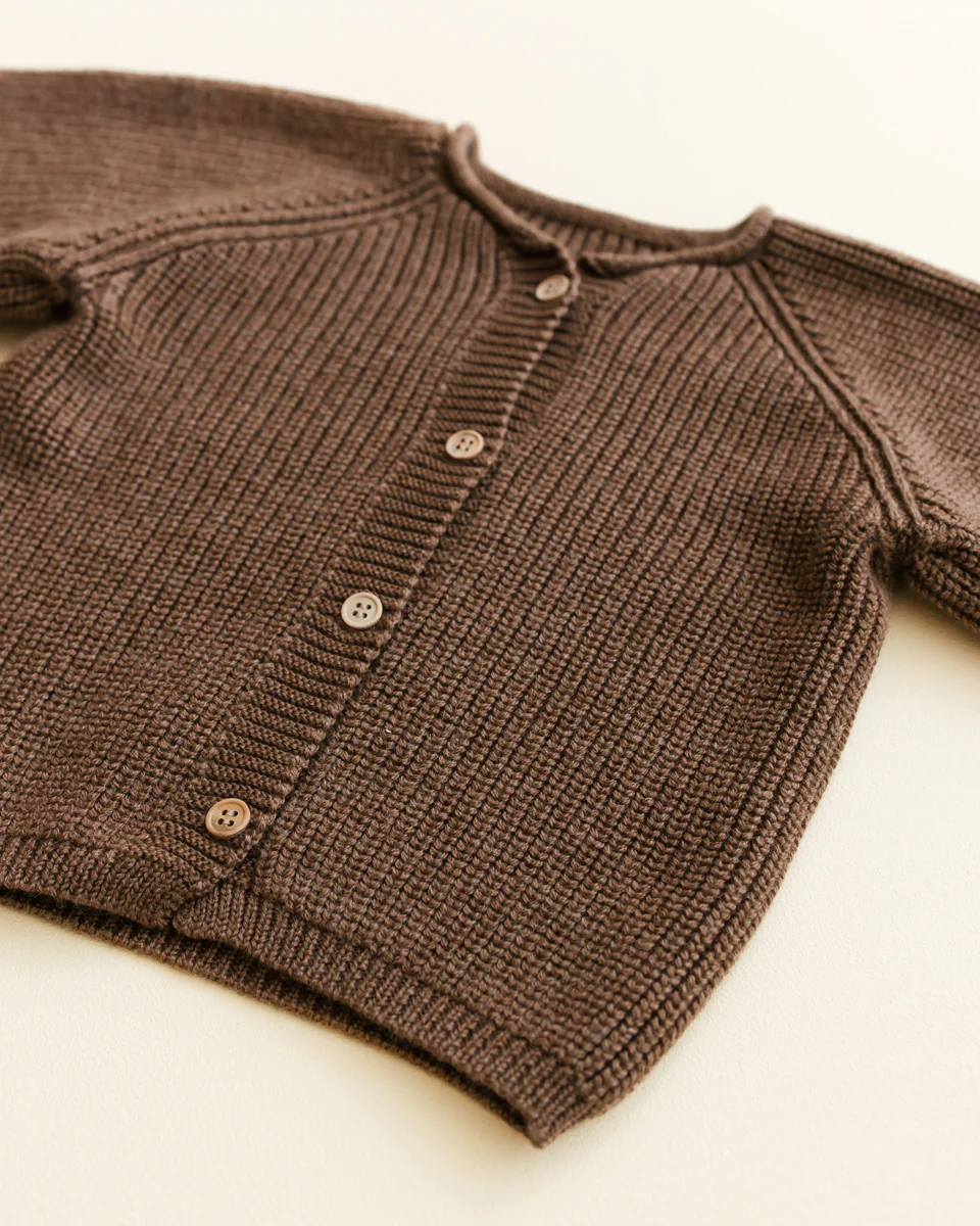Hvid Cardigan Merinowolle "Inga" Mocha - Image 4