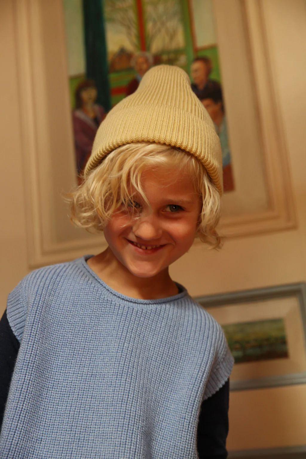 Hvid Kids Beanie "Fonzie" Light Yellow - Image 2