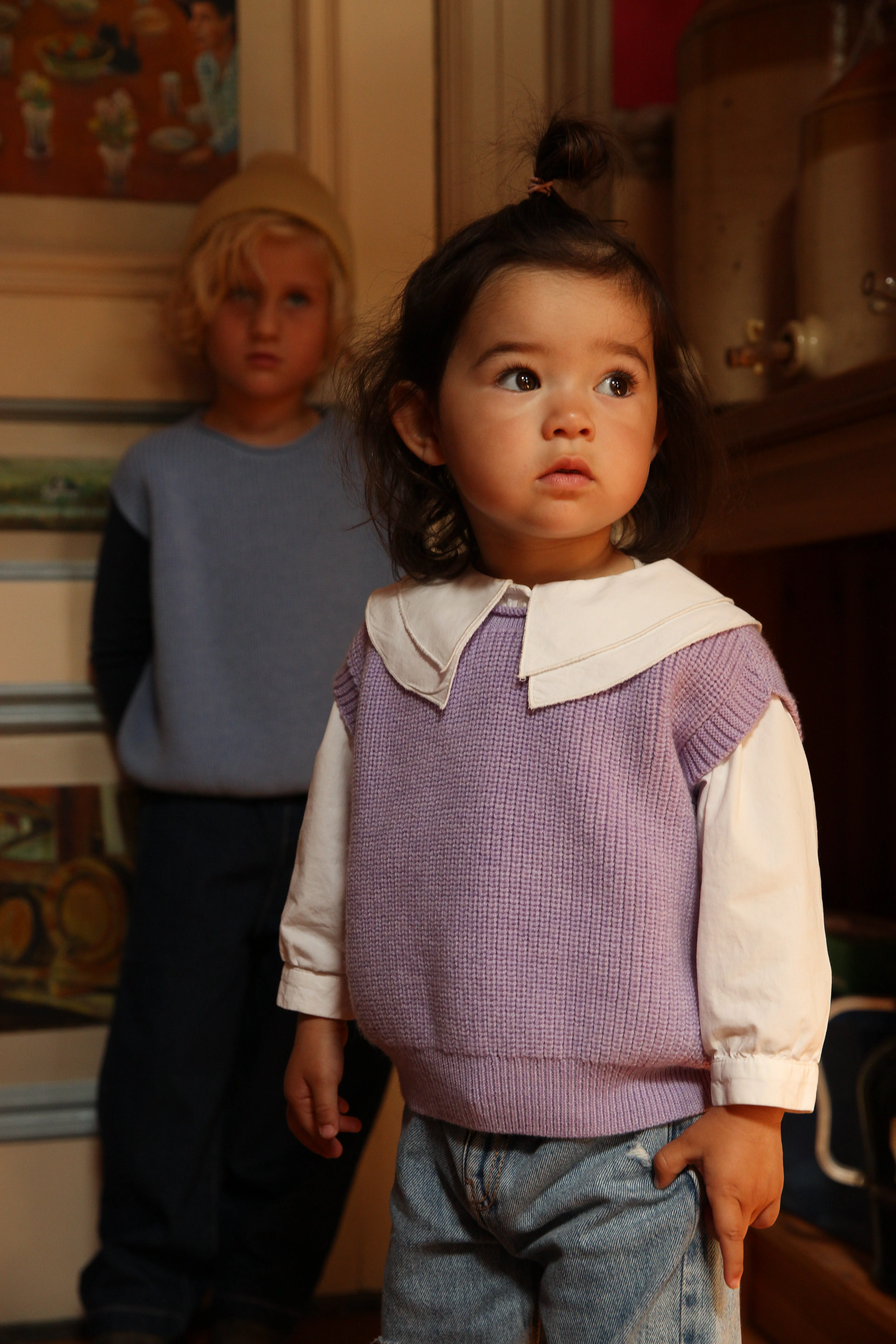Hvid Kinder Strick-Weste "Harvey" Lilac - Image 4