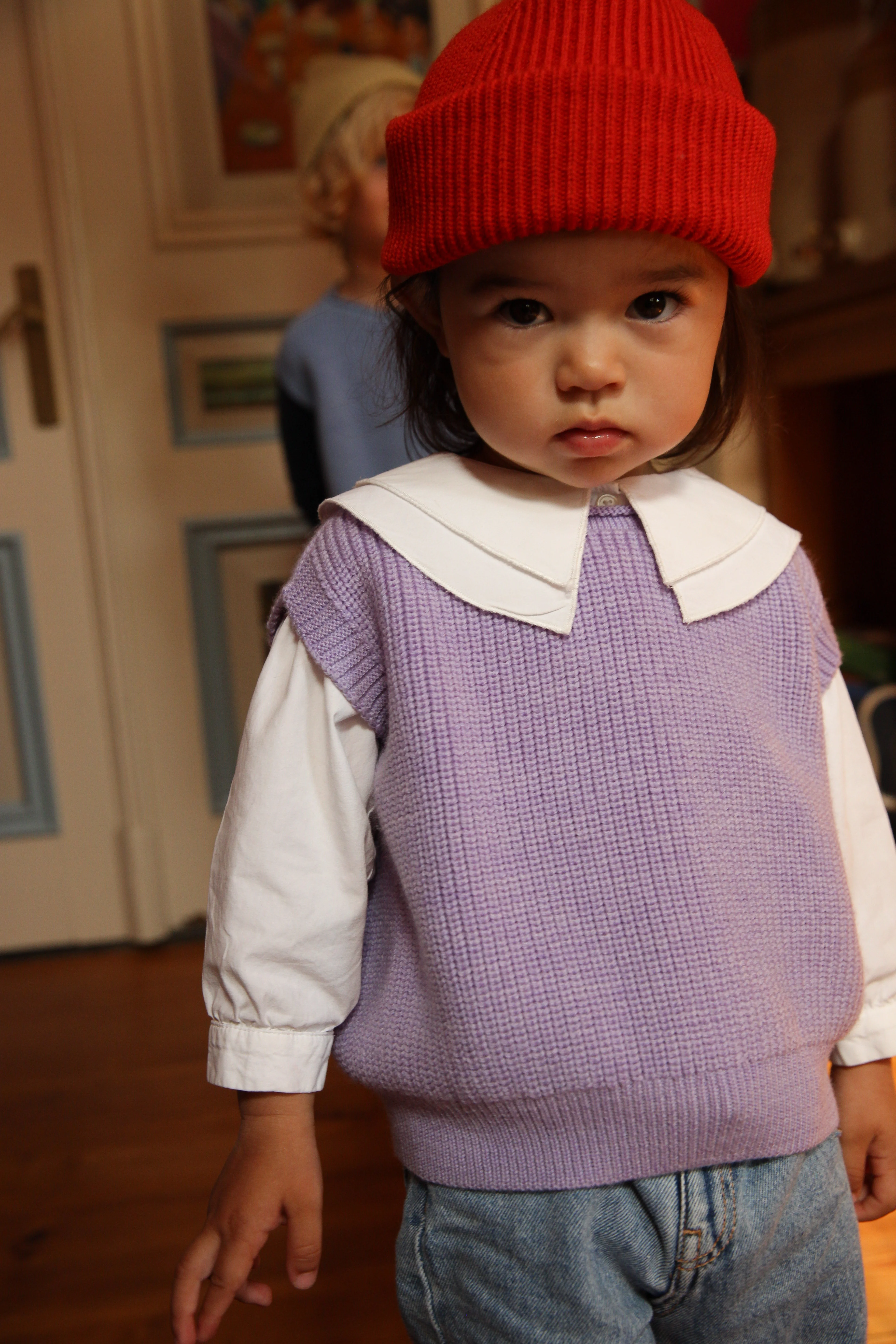 Hvid Kinder Strick-Weste "Harvey" Lilac - Image 5