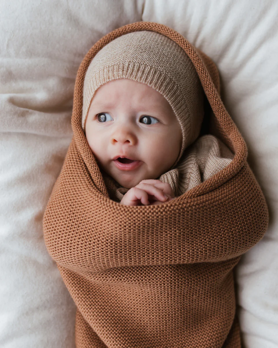 Hvid Newborn Strickmütze Sand - Image 2