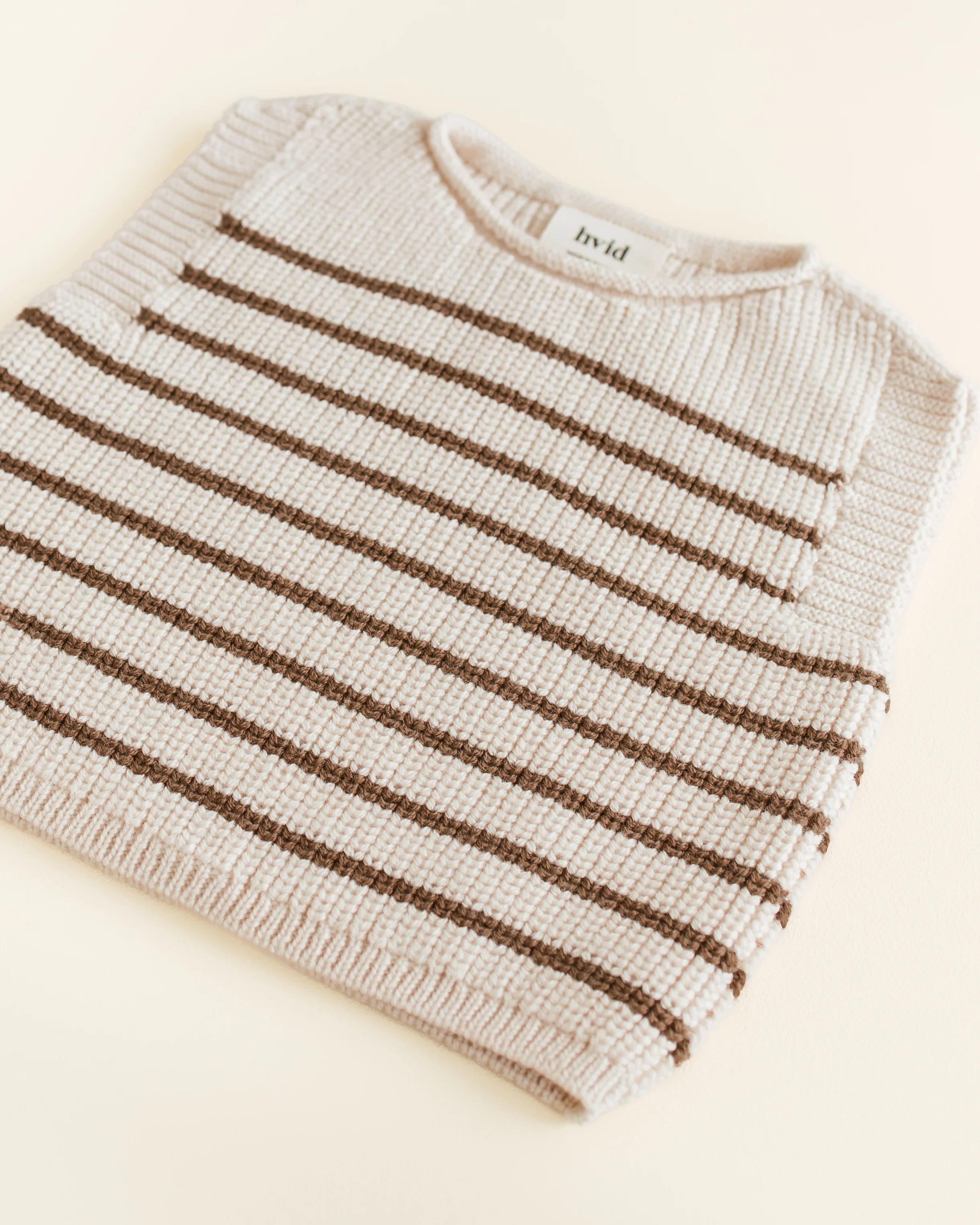 Hvid Strick-Weste Baby "Harvey" | Cream / Mocha - Image 2