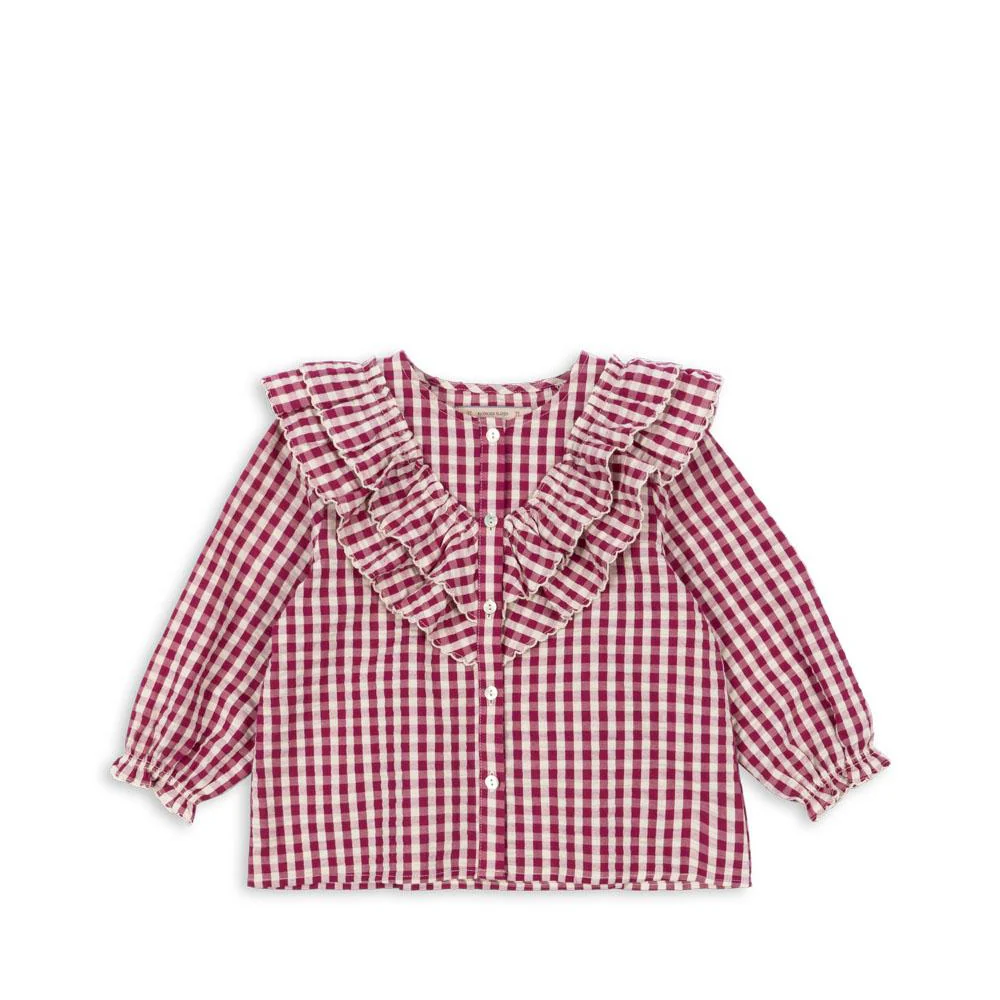 Konges Sløjd Bluse "Kim Frill" Sangria Butter Check